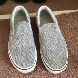 Gray slip on vans